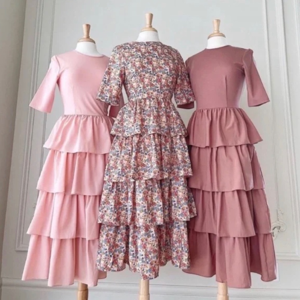 JessaKae Pink Eiffel Dress Tiered Midi Dress Floral Midi Dress